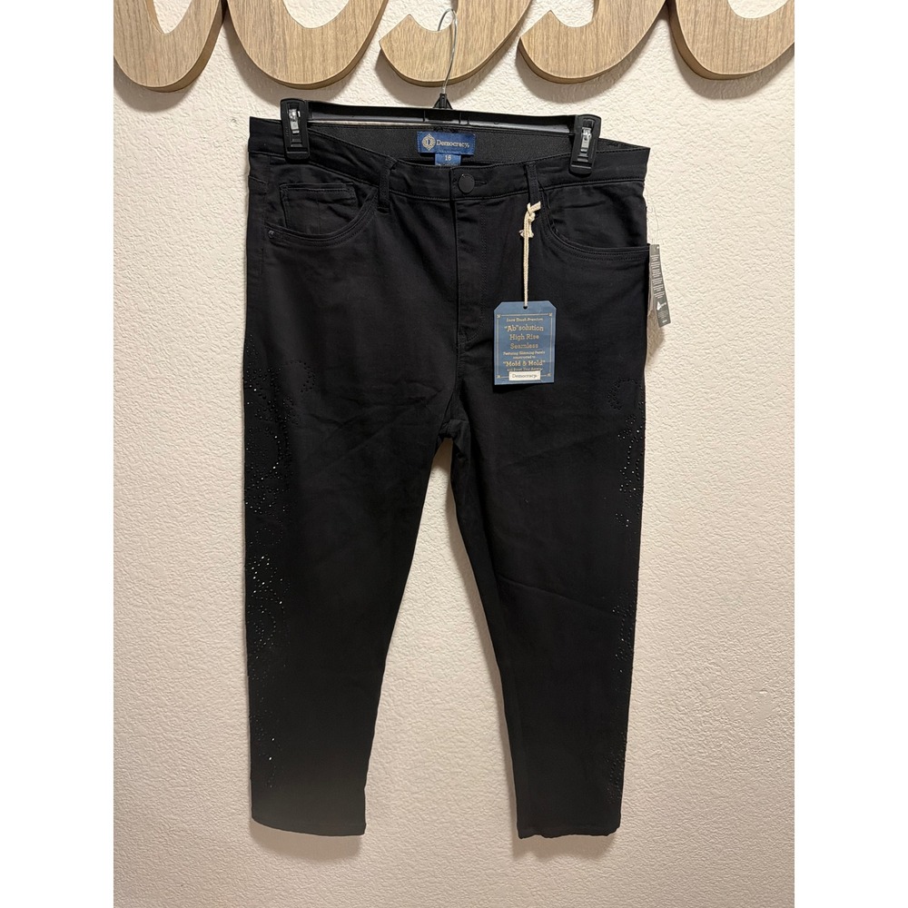 Democracy Black Jeans High Rise Size 16 missing few rhingstones